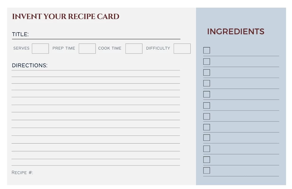 IYR Recipe Card